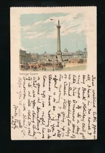 LONDON Trafalgar Sq used 1904 u/b vignette PPC intermediate 132x85mm - Foto 1 di 2