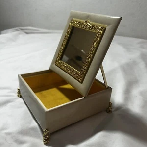 Vintage Gold SHISEIDO Schmuck Schmuck Schmuck Box mit ORDENTLICH SCHWENKBAREM SPIEGEL Umkehrdeckel TOP - Bild 1 von 4
