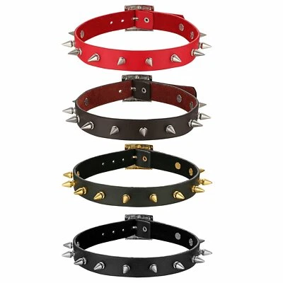 Punk Gothic Spike Leather Choker Rivet Collar Necklace Jewelry For Men Women - Image 1 of 4