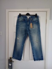 BNWT H&M RELAXED CROPPED DISTRESSED RIPPED JEANS SIZE 10 (28)