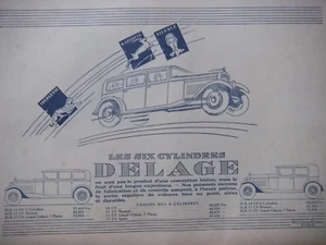 PUBLICITÉ DE PRESSE 1929 LES SIX CYLINDRES DELAGE - ADVERTISING - Bild 1 von 1