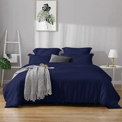1000 TC Pure EgyptianCotton Blue Solid All US Size Best Exclusive Bedding Items - Image 1 of 4