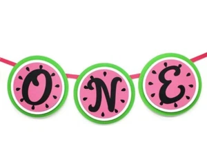 Watermelon ONE High Chair Banner Girl 1st Birthday Party Decoration Backdrop - Picture 1 of 4