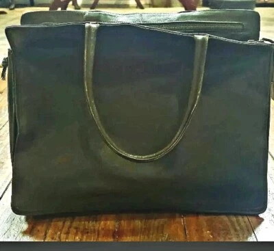 Rare Vintage  Bottega Veneta Leather Tote Purse Satchel Handbag Midnight Green - Image 1 of 4