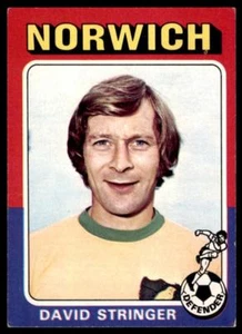 Topps Foootball 1975 Red/Grey (B2) David Stringer Norwich City No. 185 - Picture 1 of 2