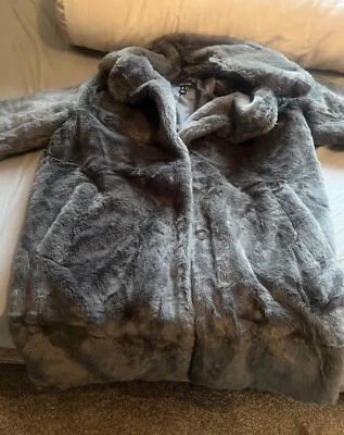 New Look Fur Coat Grey  - Image 1 of 4
