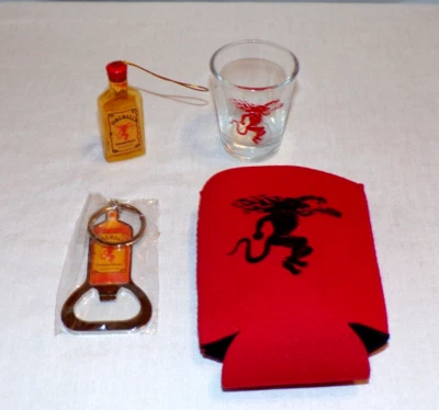 Lot Fireball Whisky Promo Advertisement Christmas Ornament Keychain Shot Glass - Image 1 of 4