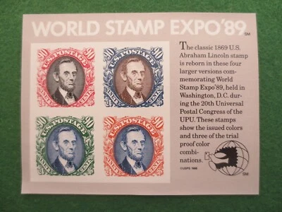 DOC Scott #2433 World Stamp Expo '89 90¢ Souvenir Sheet of 4 MNH XF - Image 1 of 4