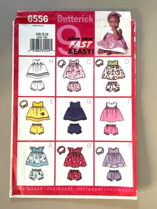 Vestido para bebés Butterick, delantal, patrón de diadema 6556 talla NB-M SIN CORTAR - Imagen 1 de 2