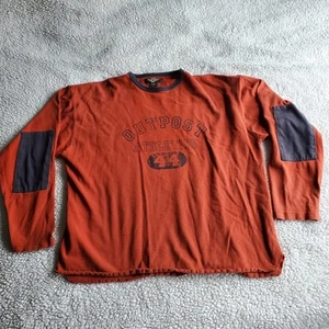 Vintage 90s Boxy Long Sleeve Gym Shirt Elbow Pads American Outpost Orange Mens M - Picture 1 of 5