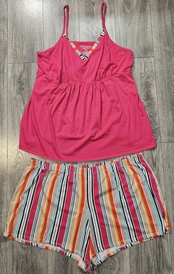 Cacique Sleepwear 2 Pc Camisole & Striped Shorts Pajamas Set Women's Size 26/28 - Image 1 of 4