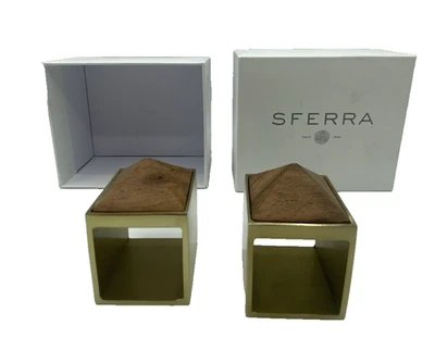 Juego de 2 servilleteros Sferra madera cestia tono dorado acero inoxidable con caja Foto 1 de 4
