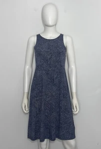 Athleta Santorini bedrucktes hochgeschlossenes Kleid Damen M marine weiß ärmellos Stretch - Bild 1 von 12