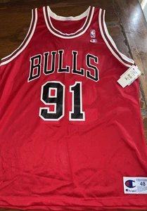 Neu mit Etikett Vintage Dennis Rodman #91 Chicago Bulls rot Champion Trikot Größe XL - cool - Bild 1 von 7