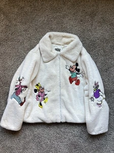 Disney Jacket Women Large Mickey Mouse And Friends Faux Fur Zip Up Jacket 1X - Picture 1 of 24