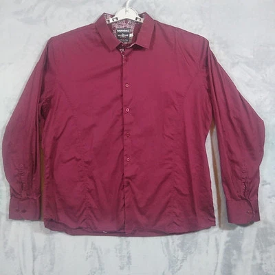 Barabas Mens Shirt XXL Classic Fit Long Sleeve Red With Flip Cuffs - Image 1 of 4