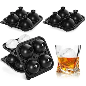 4 Pack Baseball Ice Cube Mold 2.2 Inch Large Silicone Round Ice Cube Molds Fu... - Picture 1 of 7