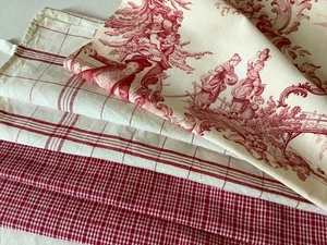 Antico Pacchetto Coordinato Tessuti Francesi Vintage Per Progetti Toilette Ticchettio - Foto 1 di 8