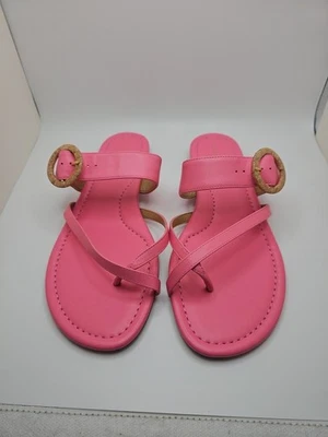 Sandalias Talbots para mujer de cuero rosa coral con tiras talla 10M Foto 1 de 4