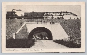 Hopedale OH Track Laying Machine Wabash R R Arch Steam Engine Doane Postcard N5 - Picture 1 of 2