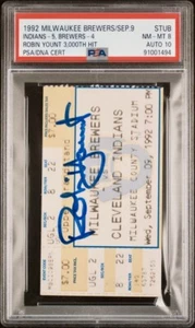 ROBIN YOUNT SIGNED 3000 HIT TICKET 9/9/1992 BREWERS HIGHEST GRADED PSA 8 AUTO 10 - Picture 1 of 17