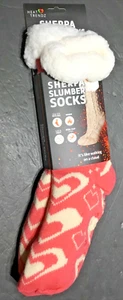 NWT Heat Trendz Sherpa Slumber Socks - One Size Fits All Unisex /pink Hearts - Picture 1 of 5