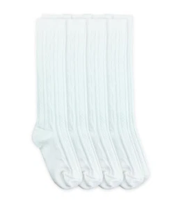 Jefferies Socks Girls School Uniform Cable Knit Dress Knee High Socks 4 Pair PK - Picture 1 of 9