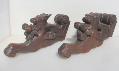 Victorian Carved Wooden Table Feet Mount Wood Antique Old Lion Head French - Image 1 of 4