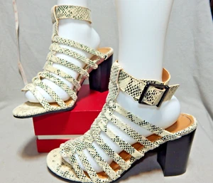 Womens size 10 Vionic reptile print leather high heels shoes ankle strap strappy - Picture 1 of 19