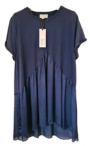 Damen Curve Tunika Oberteil Blau Schimmer Leicht Kurzarm Gr. UK 18-20 - Bild 1 von 13