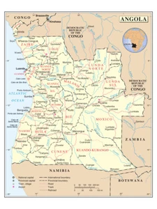 Angola Politische Verwaltung Provinz Straße Eisenbahn Stadt Landkarte Poster - Bild 1 von 1