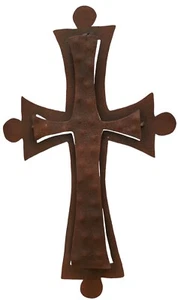 25"x15" Bi-Level Metal Cross Rustic Powder Coat Wall Decor Indoor/Outdoor - Picture 1 of 14
