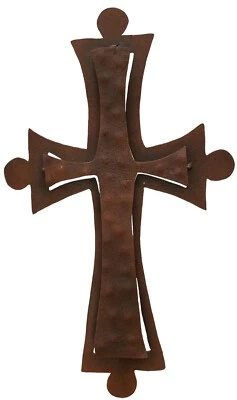 25"x15" Bi-Level Metal Cross Rustic Powder Coat Wall Decor Indoor/Outdoor - Image 1 of 4