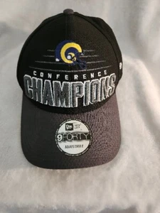 Los Angeles Rams Adjustable Black Hat New Era 9FORTY CONFERENCE Champions LIIII - Picture 1 of 6