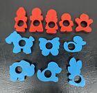 Vtg 1973 Lot 11 Play Doh Cookie Cutters Blue Red Animals People GMFGI