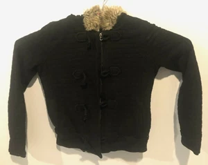Women's L Guess Black Full Zip Fur Hoodie Made In China 52% Cotton 48% Polyester - Bild 1 von 6