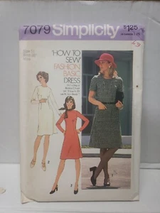 Simplicity 1975 Sewing Pattern #7079 Misses Fashion Dress Size 14 -Uncut FF- - Picture 1 of 5