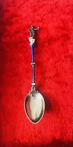 Cuchara de recuerdo vintage de plata y esmalte - Imagen 1 de 6