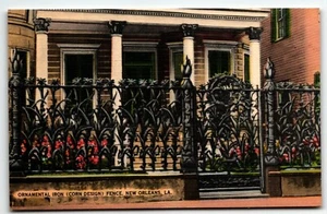 Cerca de hierro de maíz cuarto francés postal de lino Nueva Orleans Louisiana LA UNP - Imagen 1 de 2