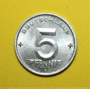 S2 - East Germany 5 Pfennig 1949-A Brilliant Uncirculated Aluminum Coin - DDR - Picture 1 of 2