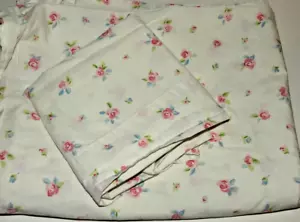 Pottery Barn Kids Twin White Pink Floral Rose Print Flat Sheet & Pillowcase Only - Picture 1 of 2