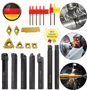 7X Drehmeißel Set Drehstahl Klemmhalter Bohrstange mit Wendeschneidplatten~! - Bild 1 von 10