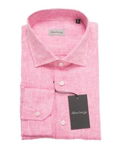 Camisa de vestir informal Sartorio by Kiton nueva con etiquetas $650 rosa 100 % lino (38 ue) 15 EE. UU. - Imagen 1 de 4