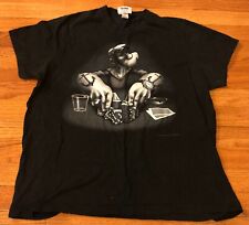 Vintage Popeye Poker T Shirt Tattoo Bling Chain Gangster Cards Y2K Size L Boxy