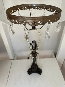Vintage Metal And Crystal Prism Table Lamp Decors Three Tier Ornate - Picture 1 of 2