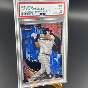 Jasson Dominguez 2024 Topps Finest Blue Checkerboard Uncom. Refractor /75 PSA 10 - Picture 1 of 7