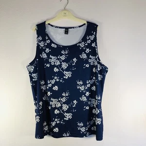 Emery Rose Sleeveless Floral Top Blue Womens Size 2XL Polyester Ladies T Shirt - Picture 1 of 8