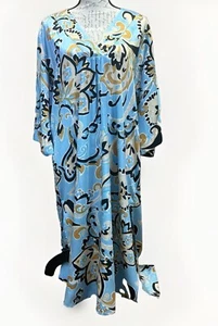 Zara Blue Floral Print Satin Tunic Dress 3/4 Sleeve Women’s Size Large NWT $69 - Picture 1 of 9