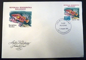 Madagascar 682 Premier Day FDC Fish Epinephelus Fasciatus 200F 1982 - Picture 1 of 1