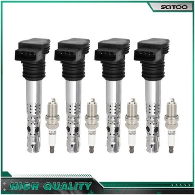 4* Ignition Coils & 4* Spark Plugs For Audi A4 Audi TT Quattro 1.8L 2001-2006 - Image 1 of 4